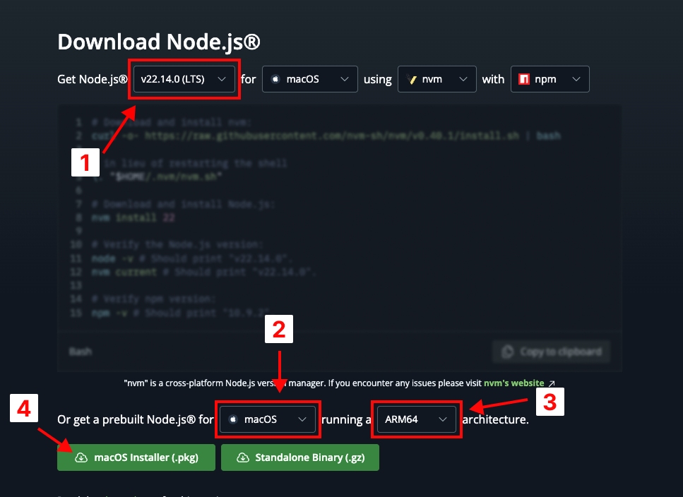 NodeJS macOS Installation